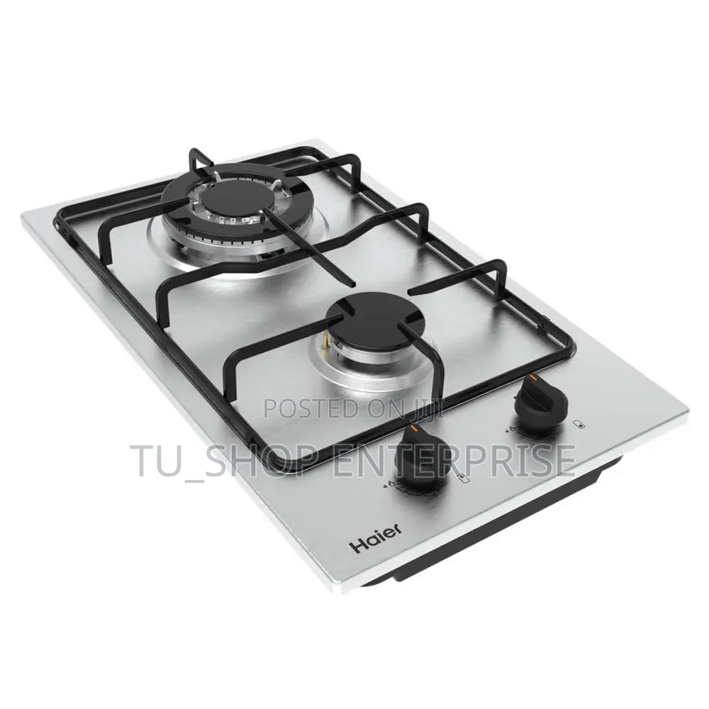 Haier 2-Burner Stainless Steel Gas Hob With Wok Burner & Gas