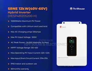 SRNE 12kva - 48v Hybrid Inverter VHM 120A MPPT Inbuilt Controller