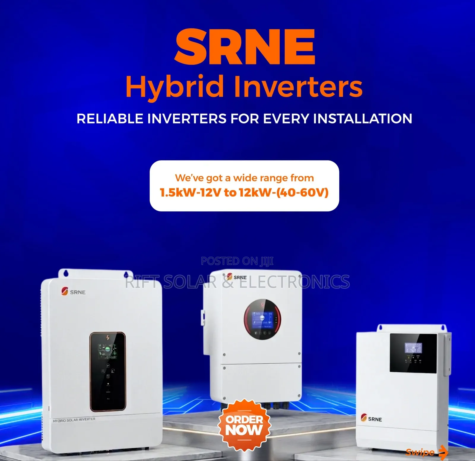 SRNE 12kva - 48v Hybrid Inverter VHM 120A MPPT Inbuilt Controller