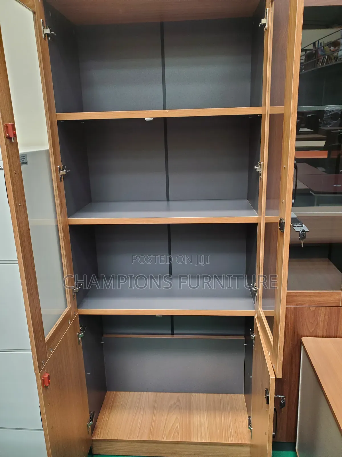 2-Door Light Oak Wooden Storage and Display Cabinet