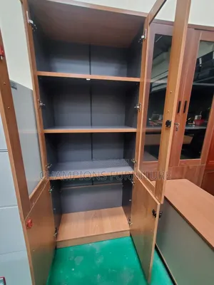 2-Door Light Oak Wooden Storage and Display Cabinet