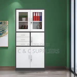 Modern Half Glass Safe Storage Cabinet.