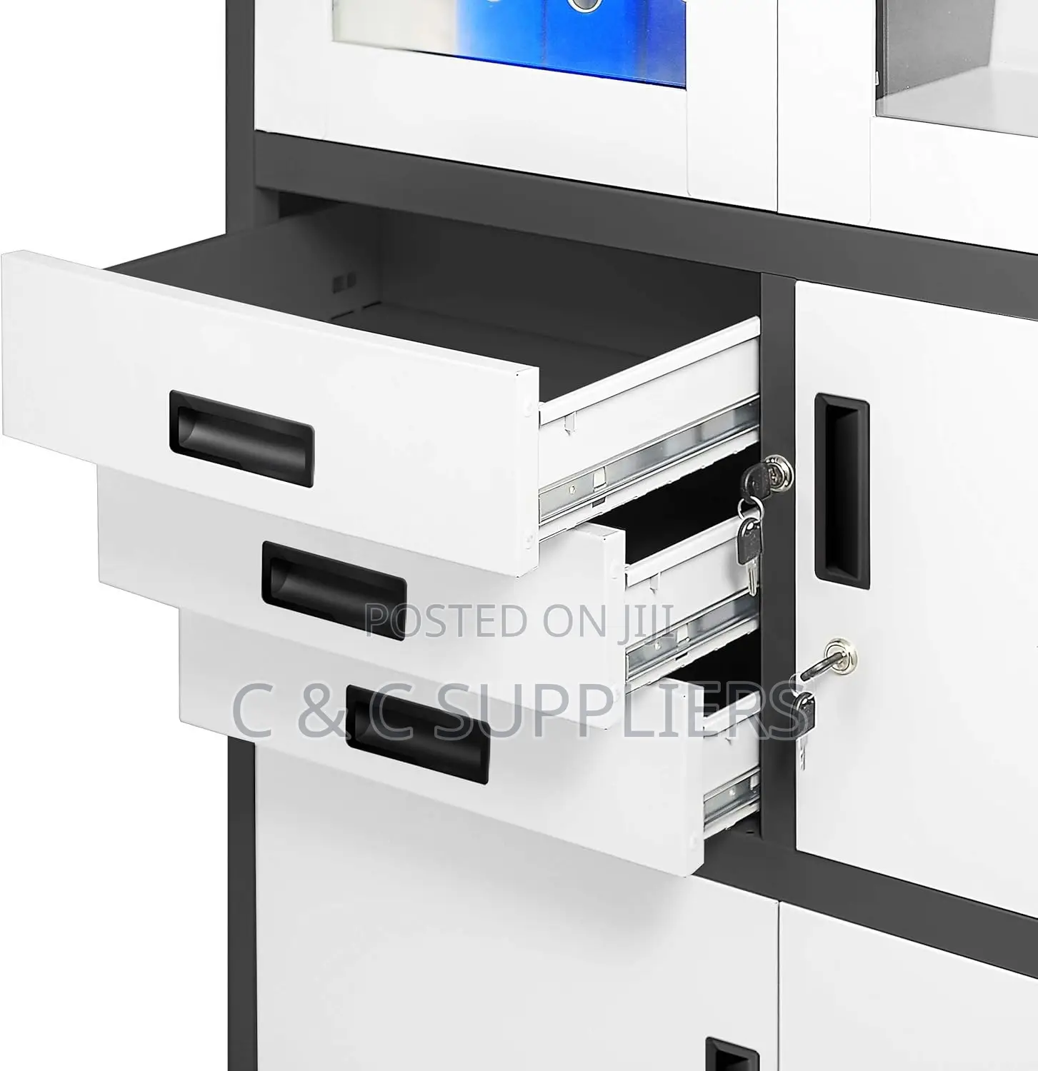 Modern Half Glass Safe Storage Cabinet.
