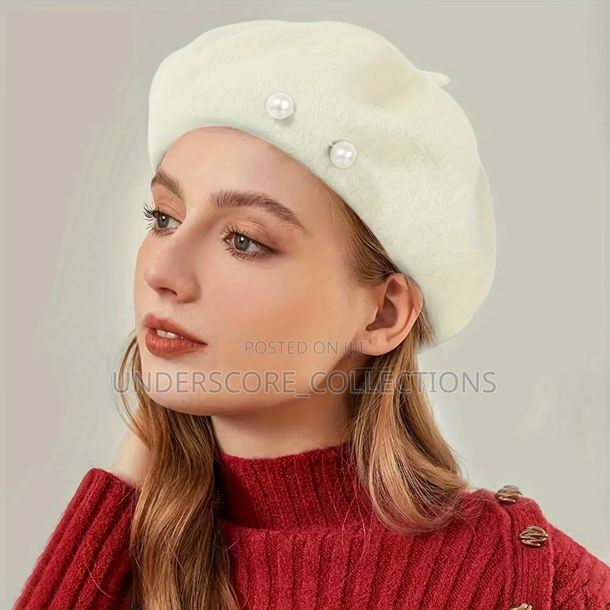 *Pearl Beanie Hat Women's Autumn/Winter Wool Flannel Hat*