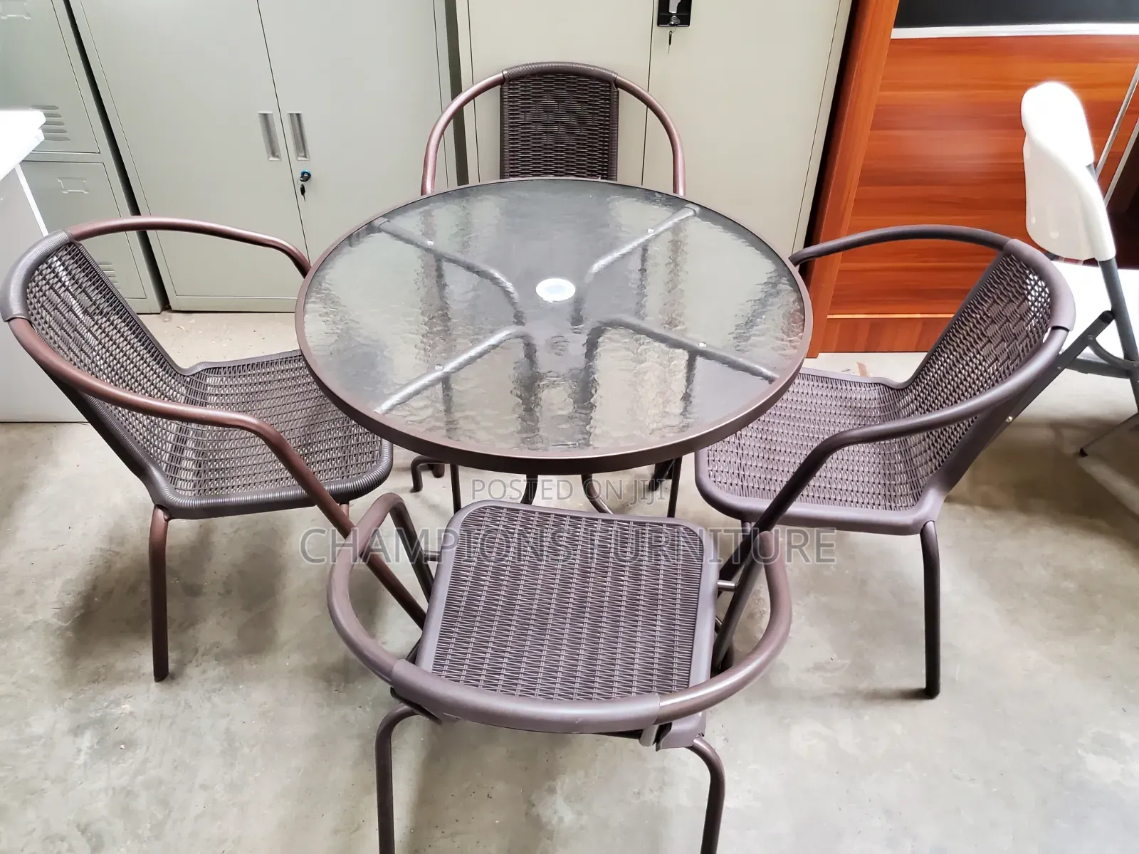 Outdoor 4-Seater Glass Table and Chairs Set