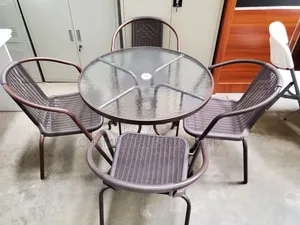 Outdoor 4-Seater Glass Table and Chairs Set