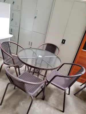 Outdoor 4-Seater Glass Table and Chairs Set