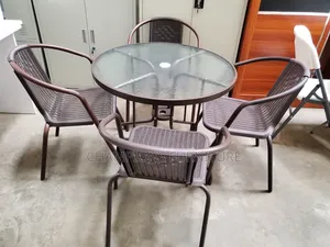 Outdoor 4-Seater Glass Table and Chairs Set