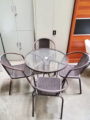 Outdoor 4-Seater Glass Table and Chairs Set
