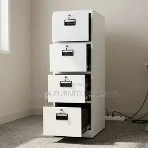 4-Drawers White Steel Gym Cabinet.