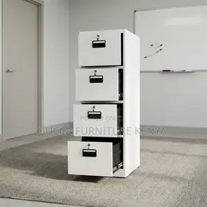 4-Drawers White Steel Gym Cabinet.