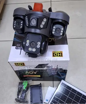 V380 Triple Lens Solar Camera With 3 Video Screen Surveillance Camera
