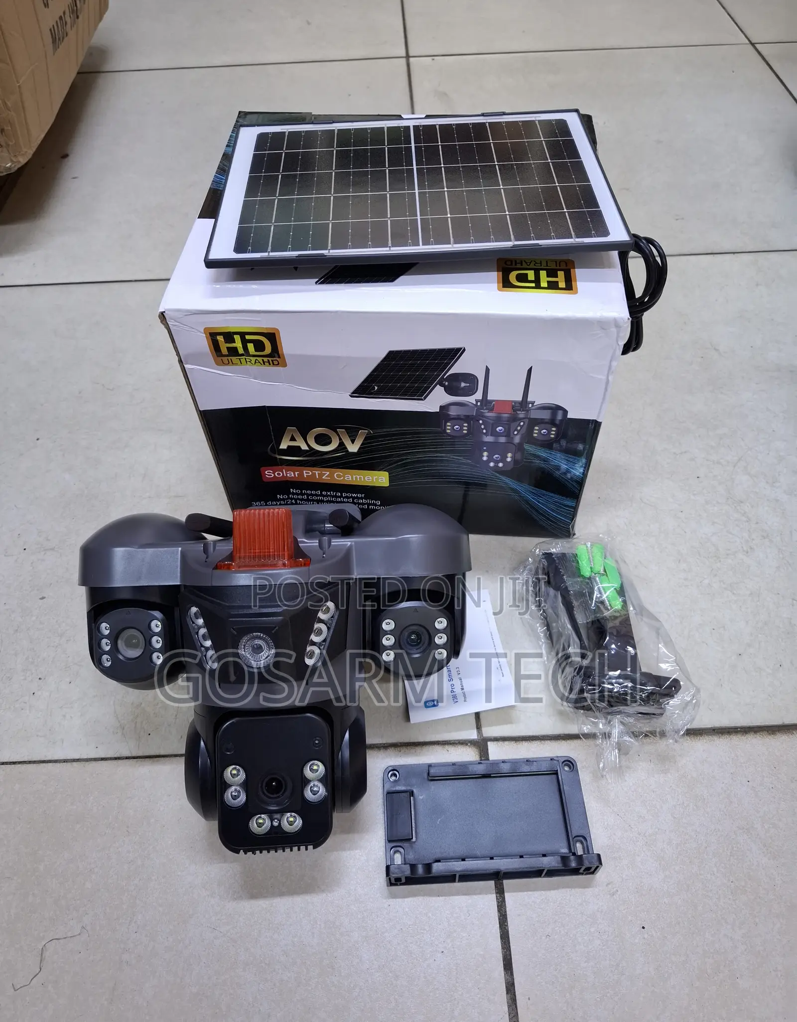 4G SIM Card Triple Lens Solar Powered PTZ Camera — 3 Lens CCTV