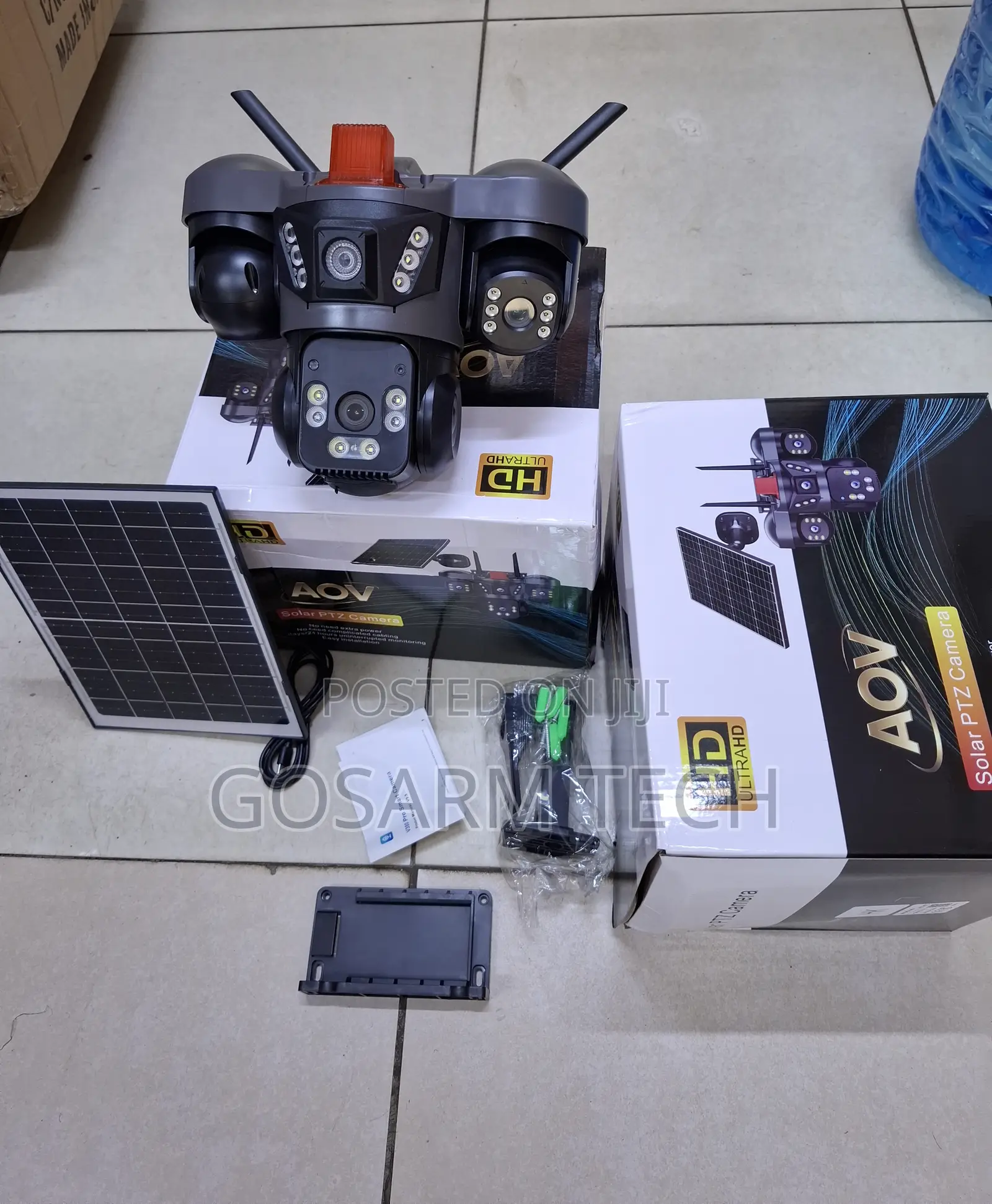 AOV V380 Triple Lens Solar 4G PTZ Camera With Color Two-Way Audio