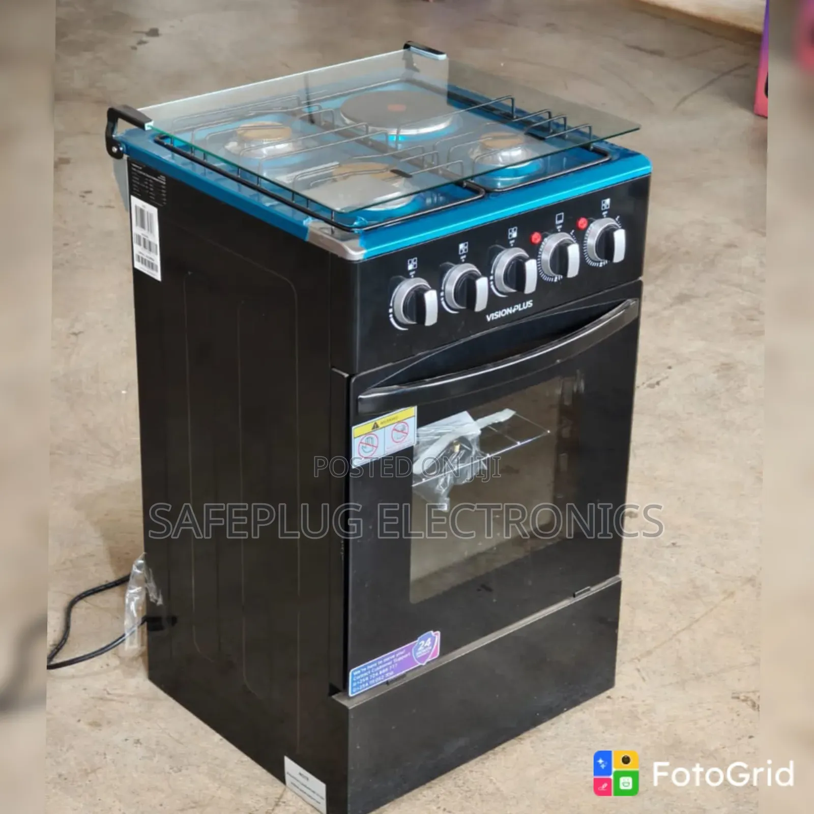 Vision 50×55 3+1 Standing Cooker – 3 Gas + 1 Electric Hotplate