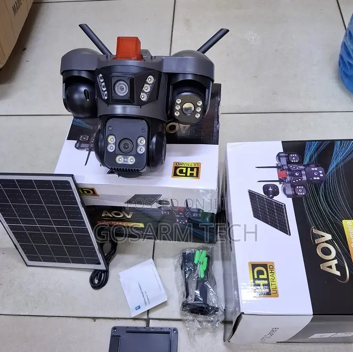 AOV V380 Pro Triple Lens Solar Powered 4G LTE Security Camera