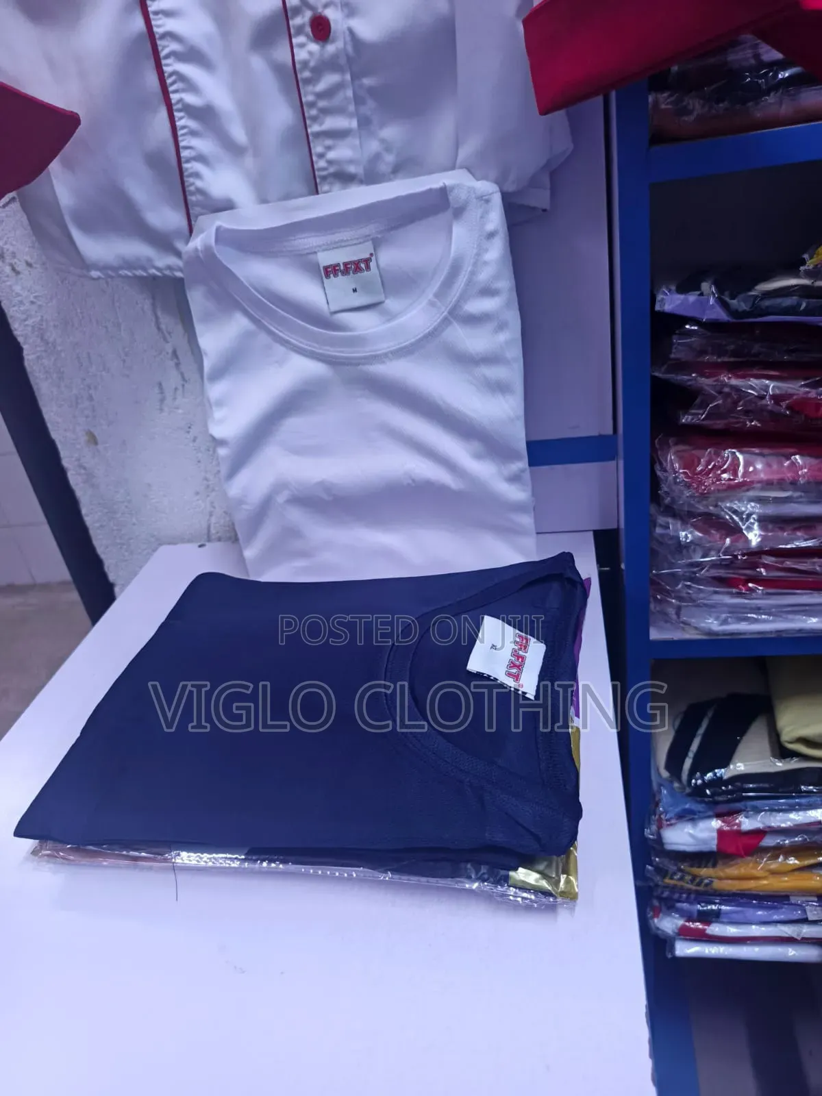 White and Navy Blue Roundnecks Dry Fits