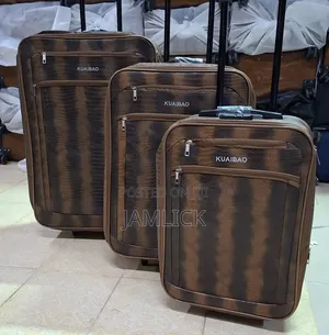 3pcs Lined Leather Suitcases - Sb