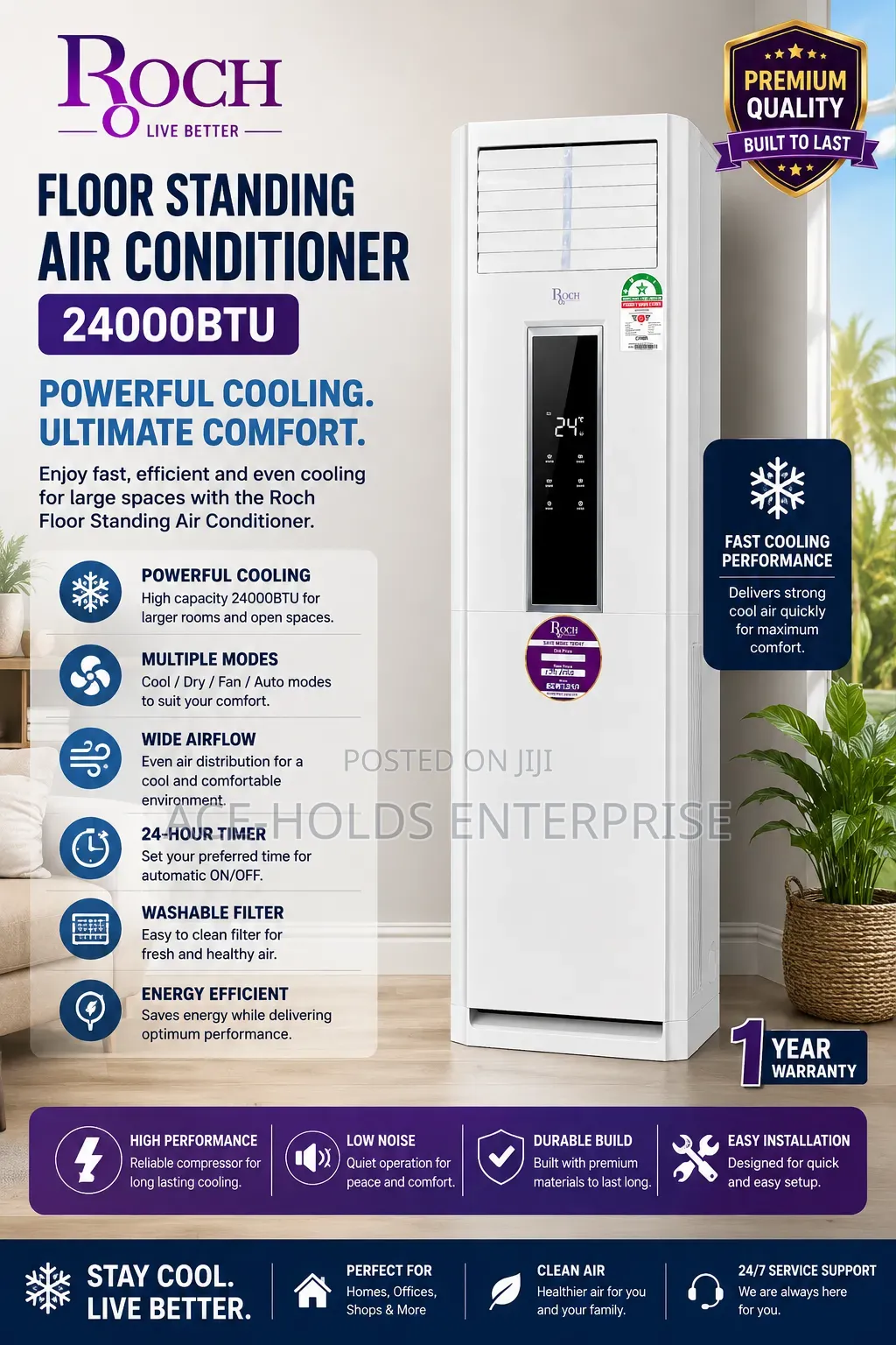 24000 BTU Roch Cabinet/ Tower Floor Standing Air Conditioner