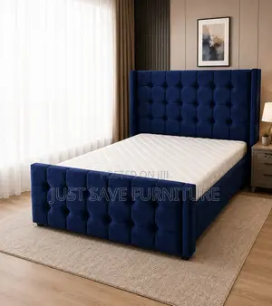 Royal Blue 5x6 Box Chester Upholstered Bed