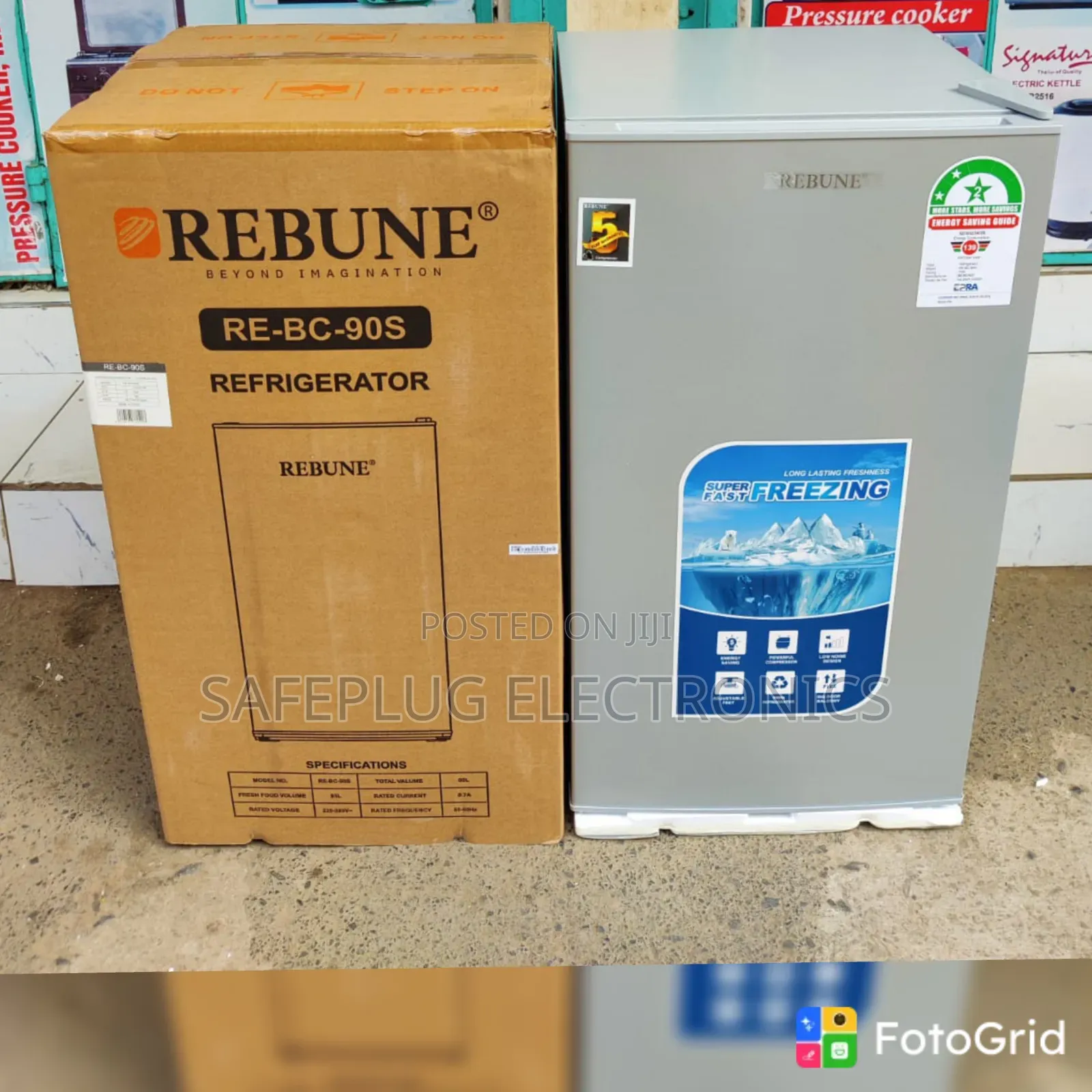 Rebune 90L Single Door Fridge – Silver Compact Refrigerator
