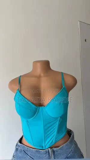 Corset Top and Denim Skirt