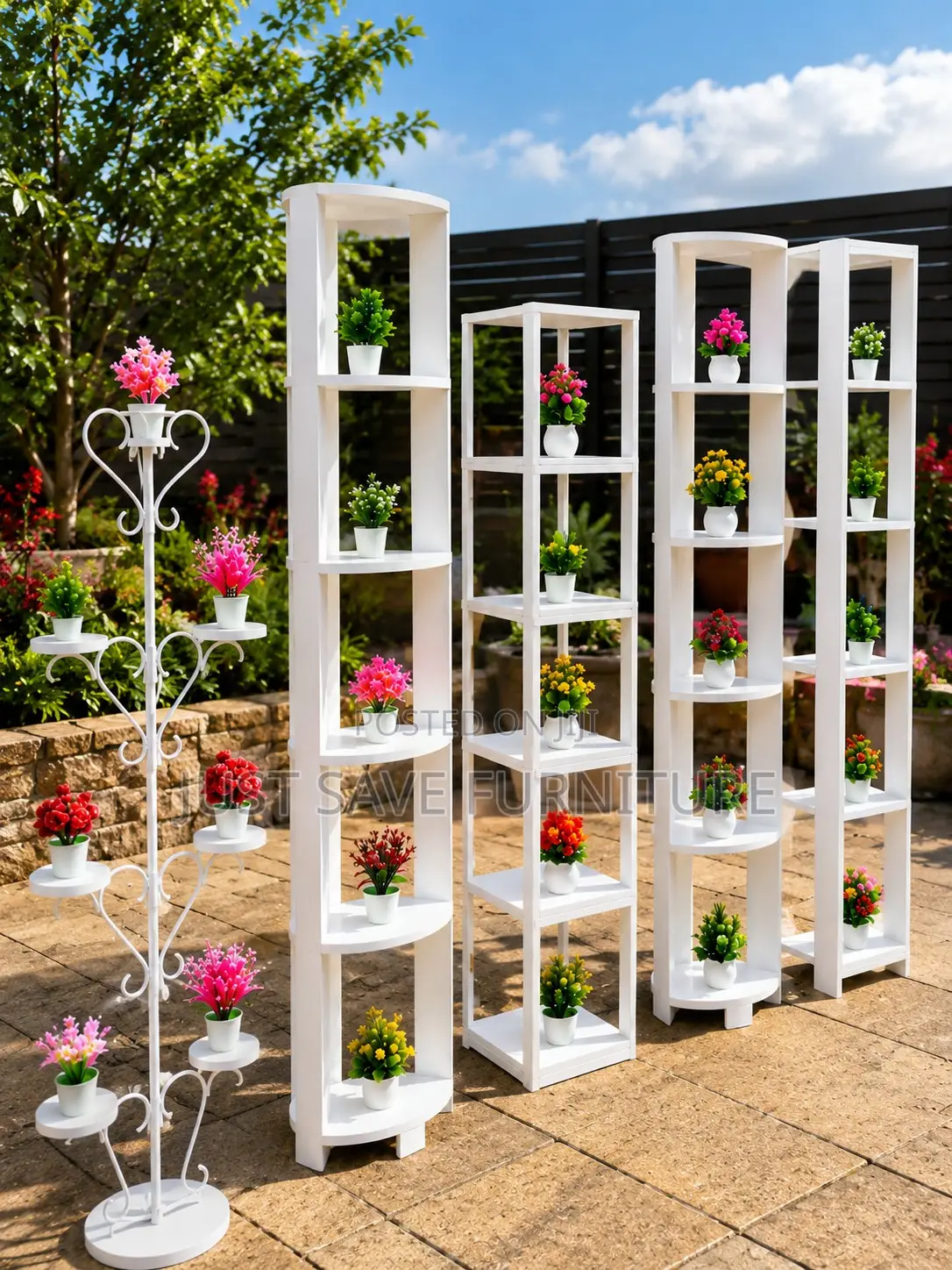 Modern White Flower Display Stand | Plant Stand | Flower Rack