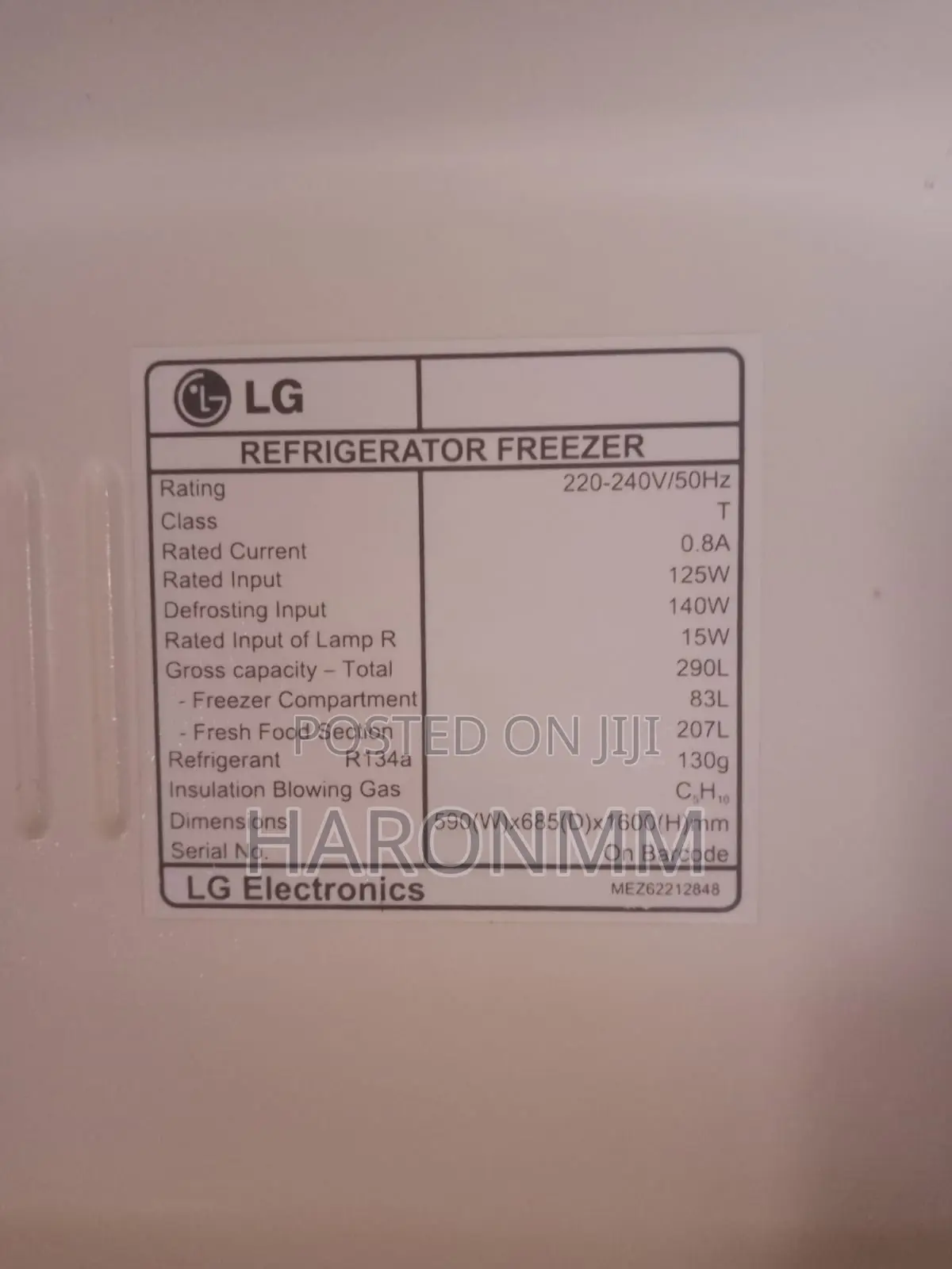 LG Fridge 290l