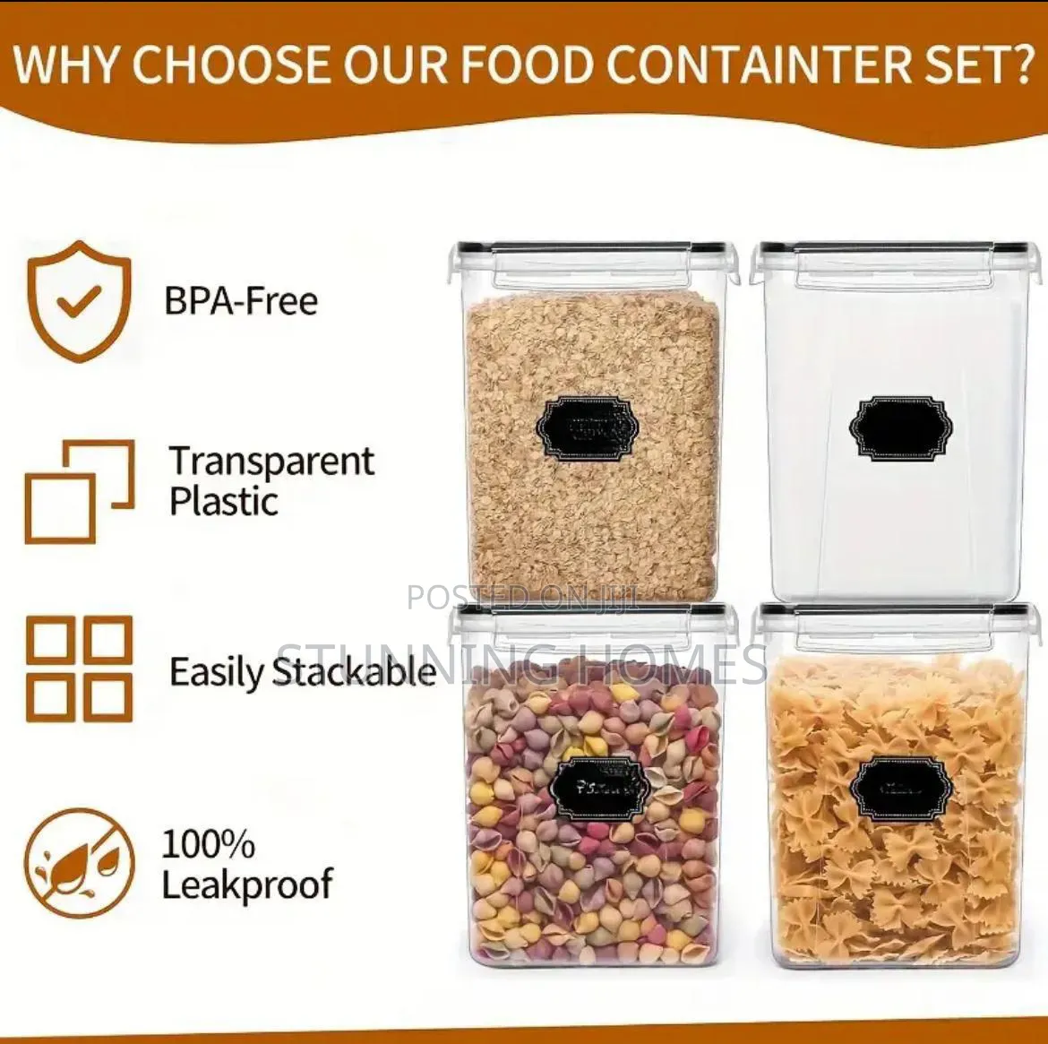 4pcs Airtight Cereal Jars