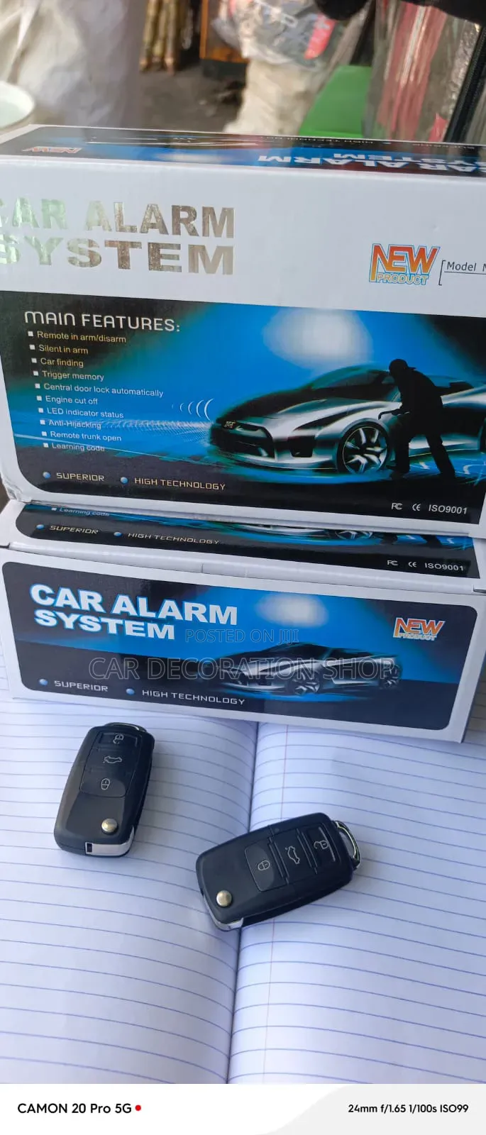 Security Device Car Alarm System With 2 Key Remote Fobs