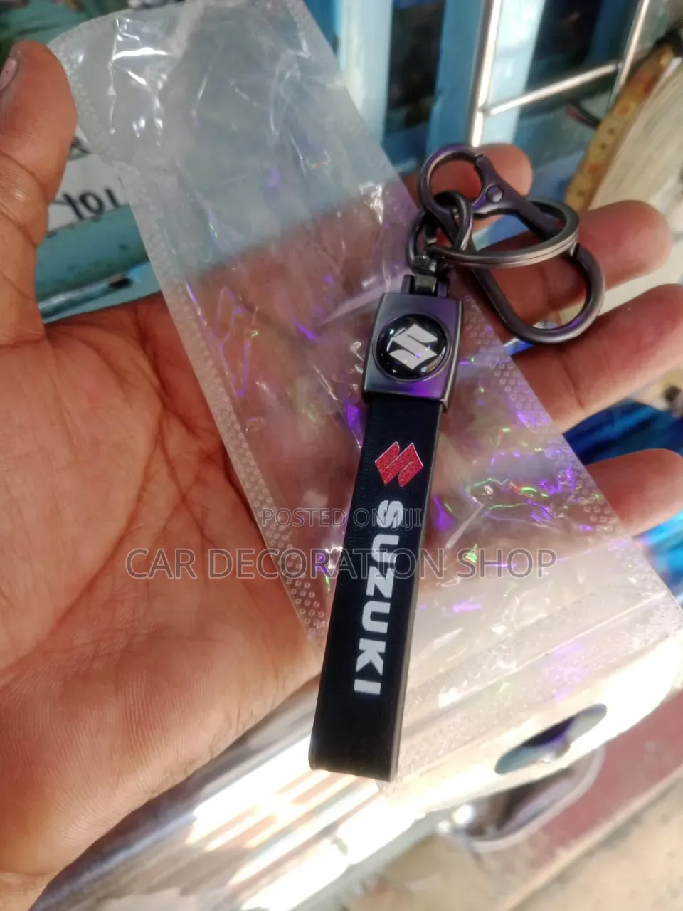 Black Leather Suzuki Key Chain Strap