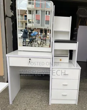 White Dressing Table With Sliding Mirror