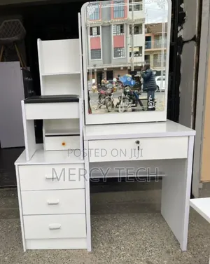 White Dressing Table With Sliding Mirror