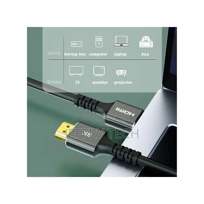 HDMI 2.1 8K 60Hz Cable - 2M 48Gbps - Black