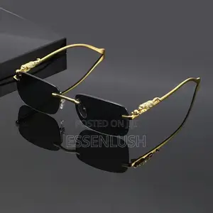 Luxury Unisex Rimless Sunglasses – Gold Metal Detail