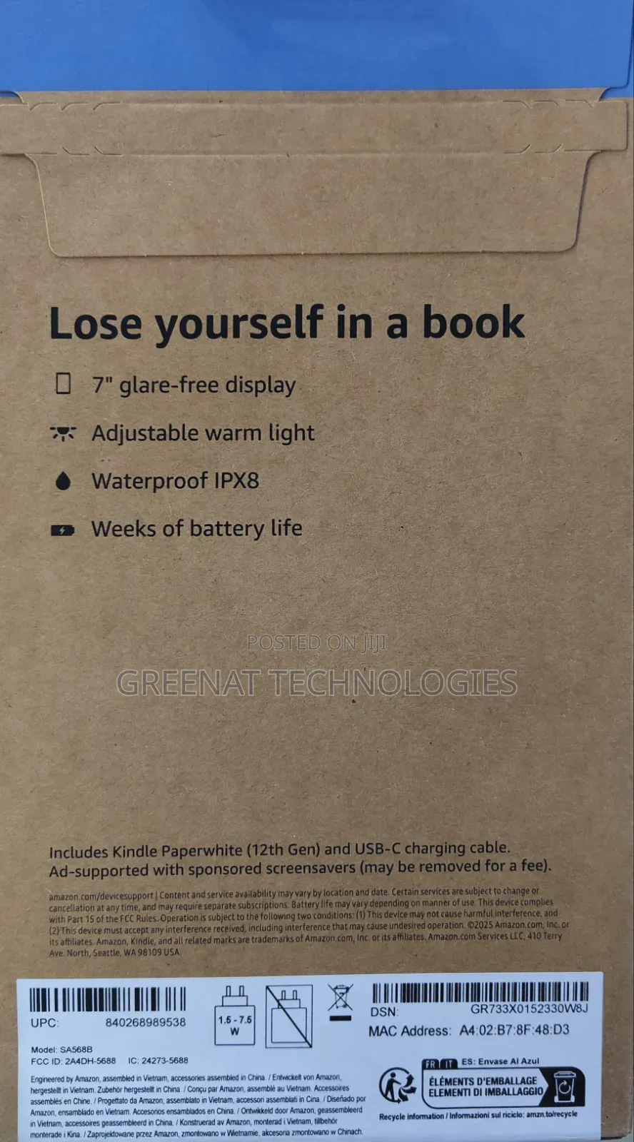 New Amazon Kindle Paperwhite 16 GB Black