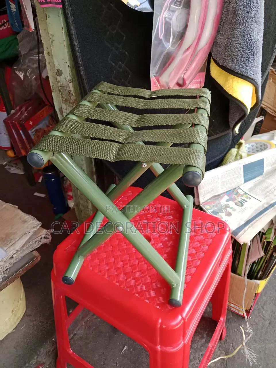 Portable Folding Camping Stool With Metal Frame