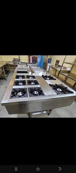 Commercial Cooking Range — 8-Burner, Fryer, Griddle