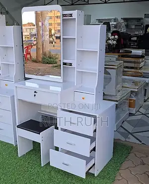 White Dressing Table With Stool