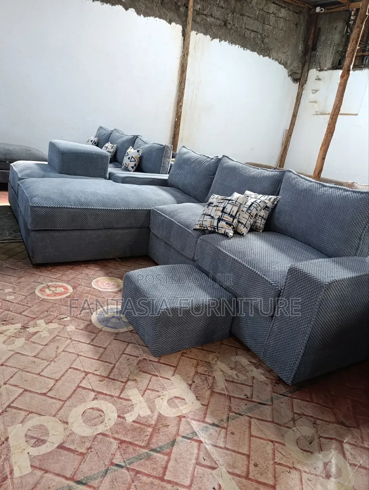 5-Seater Rey L-Shaped Sectional Sofa + Ottoman