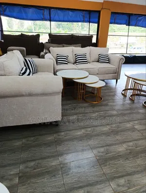 Set of 3-Seater and 2-Seater Cream Sofa