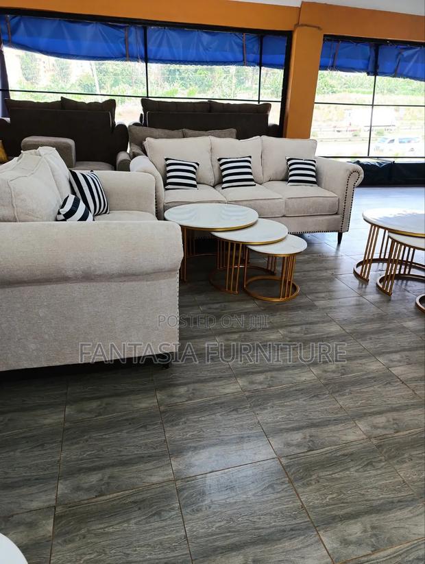 Set of 3-Seater and 2-Seater Cream Sofa