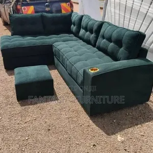 5-Seater Cheap L-Shaped Green Sofa