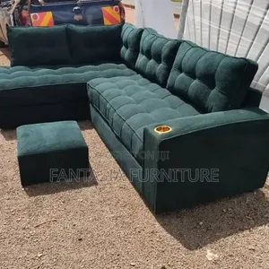 5-Seater Cheap L-Shaped Green Sofa