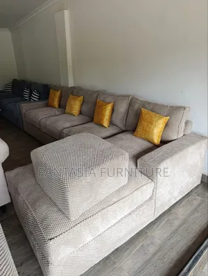 7-Seater L-Shaped Cream Sofa for Sale in Kilimani/Nairobi