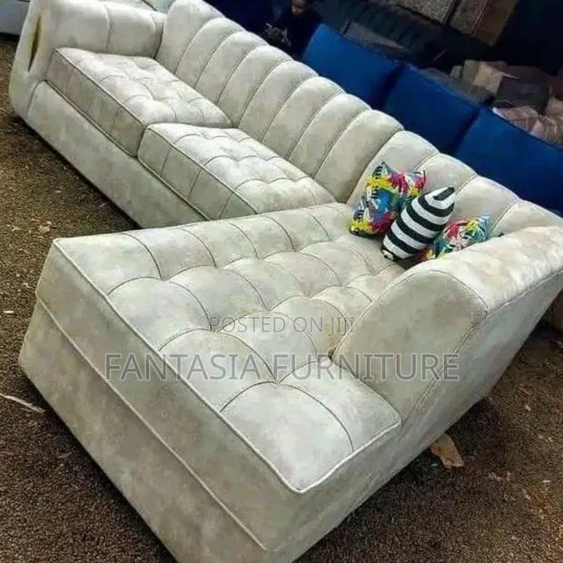 L-Shaped Cream Sectional Sofa - thumbnail 2