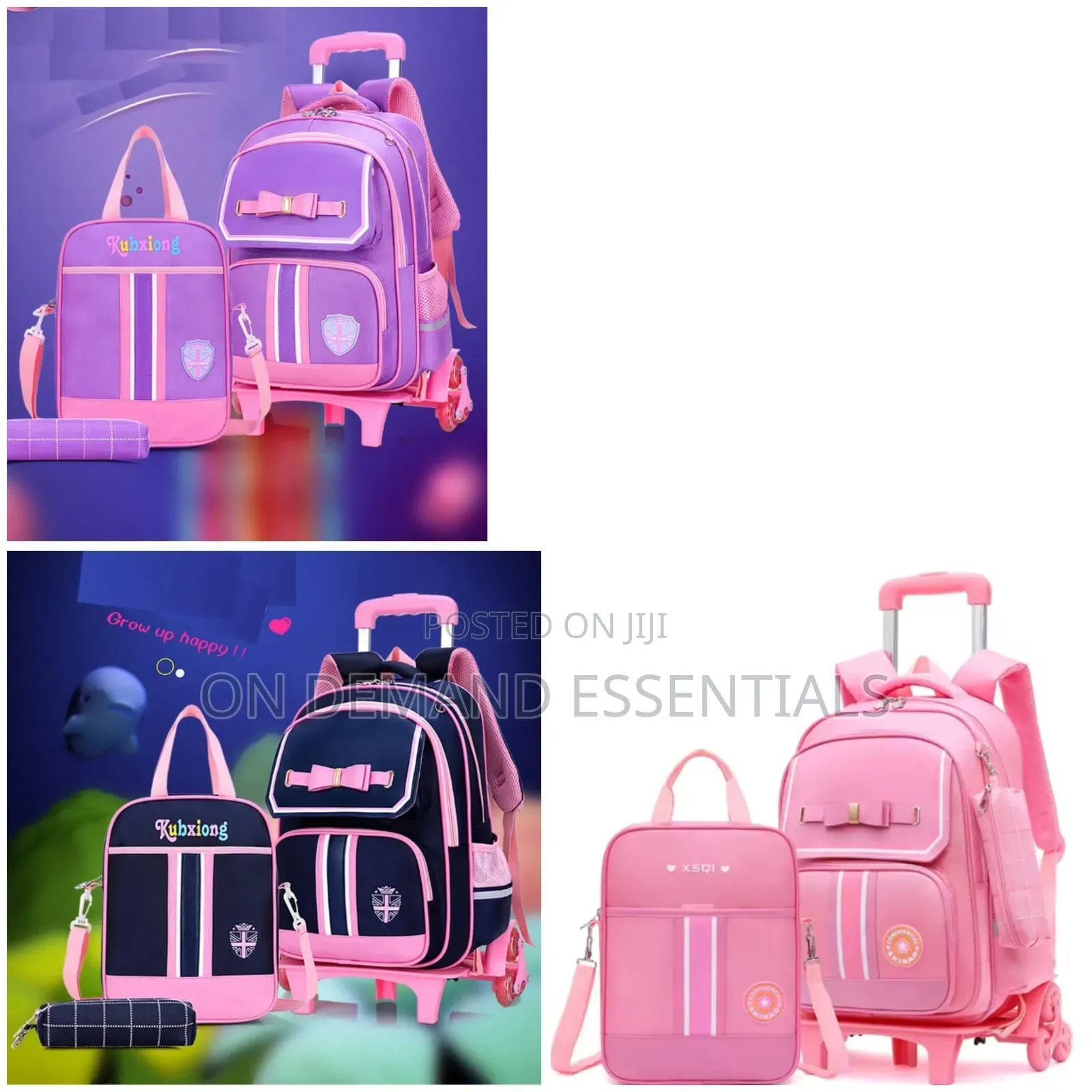3 in 1 Student High Capacity School Bag Rolling(detachable)