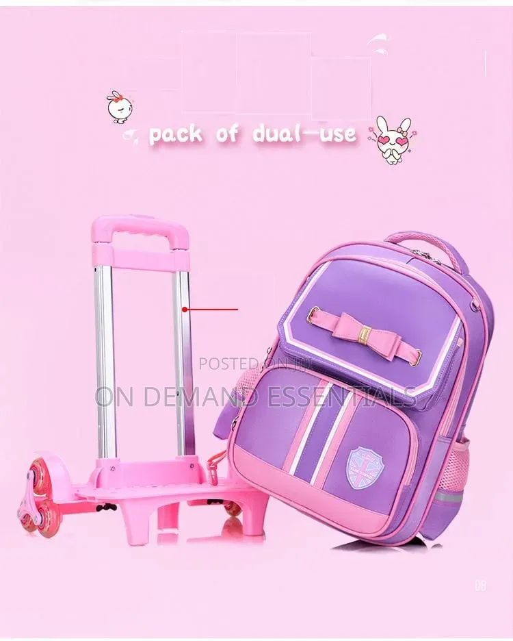 3 in 1 Student High Capacity School Bag Rolling(detachable)