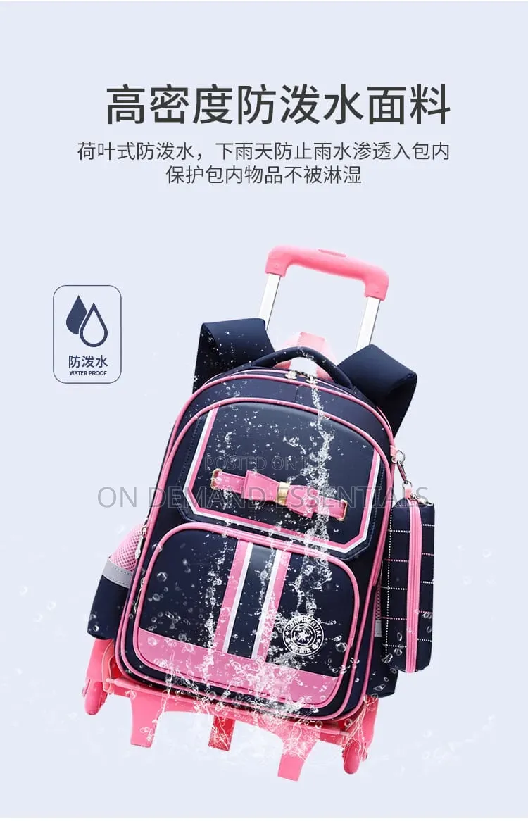 3 in 1 Student High Capacity School Bag Rolling(detachable)