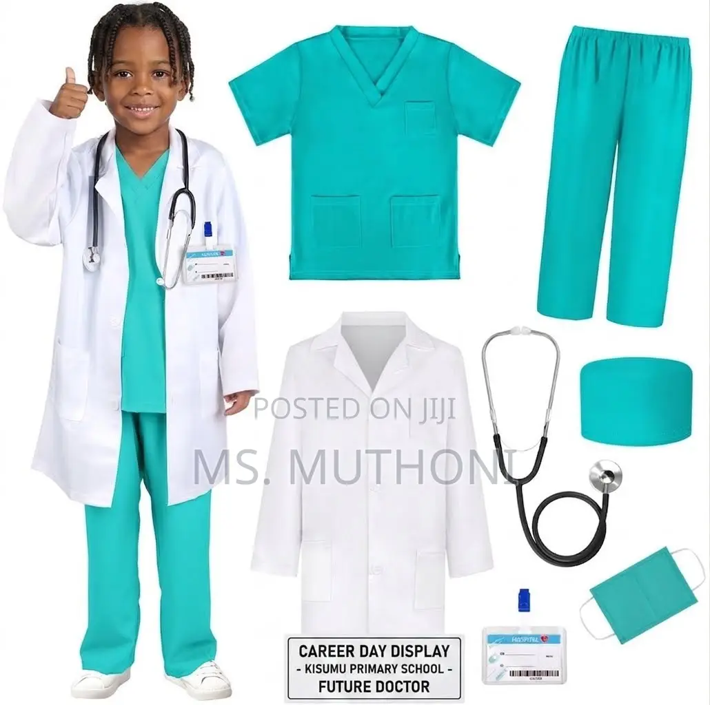 Kids Doctor Costume Set – White Lab Coat & Blue ScrubsChildren's